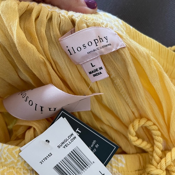 Philosophy Boho Rayon tie dye skirt, Large, sun glow yellow with white - Picture 6 of 6